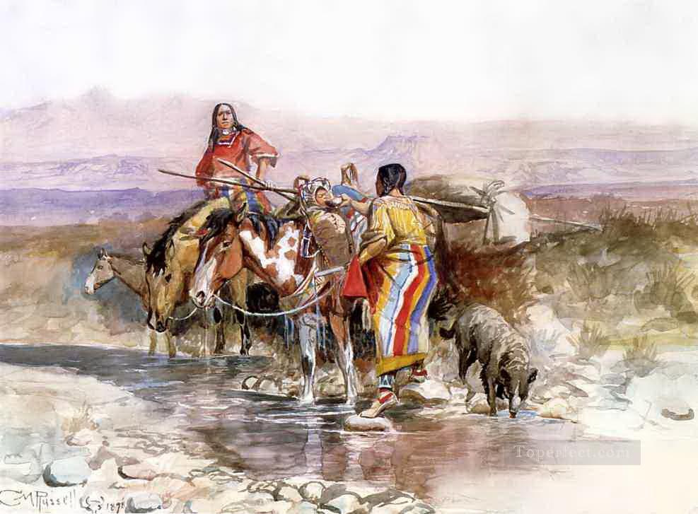 のどが渇いた 1898年 チャールズ・マリオン・ラッセル油絵